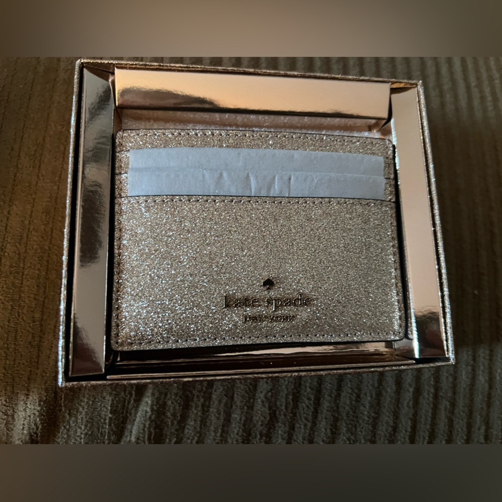 COPY - Kate Spade GLIMMER SMALL SLIM CARD HOLDER new in box gold - Picture 3 of 4